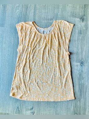 LOFT Outlet Yellow & White Floral Print Tee Small